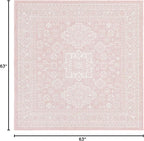 Rugs.com Outdoor Aztec Collection Rug – 5 Ft Square Pink Flatweave Rug Perfect for Living Rooms, Kitchens, Entryways