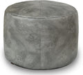 Thgonwid Unstuffed Faux Leather Pouf Cover, Handmade Footstool Ottoman Storage Solution, Floor Footrest Cushion - 16.5”Dx12”H, Grey