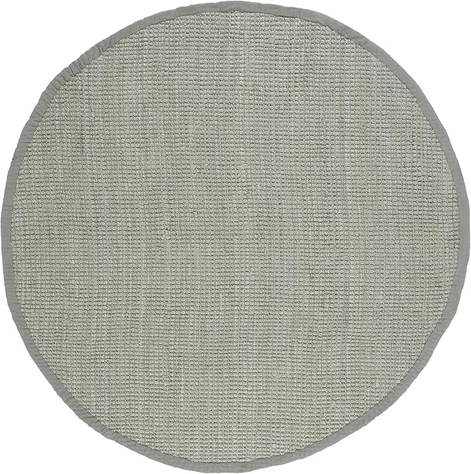 SAFAVIEH Natural Fiber Collection 5' Round Green / Grey NF730B Handmade Farmhouse Premium Jute Area Rug