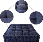 Verpert Floor Pillow 25x25 Inch Square Meditation Cushion Floor Seating for Adults Oversized Tufted seat Cushion Reading Nook for Kids, Yoga Meditation Pillow for Sitting on Floor (Navy)