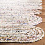 SAFAVIEH Cape Cod Collection Accent Rug - 3' x 5', Ivory & Multi, Handmade Braided Jute & Cotton, Ideal for High Traffic Areas in Entryway, Living Room, Bedroom (CAP208A)