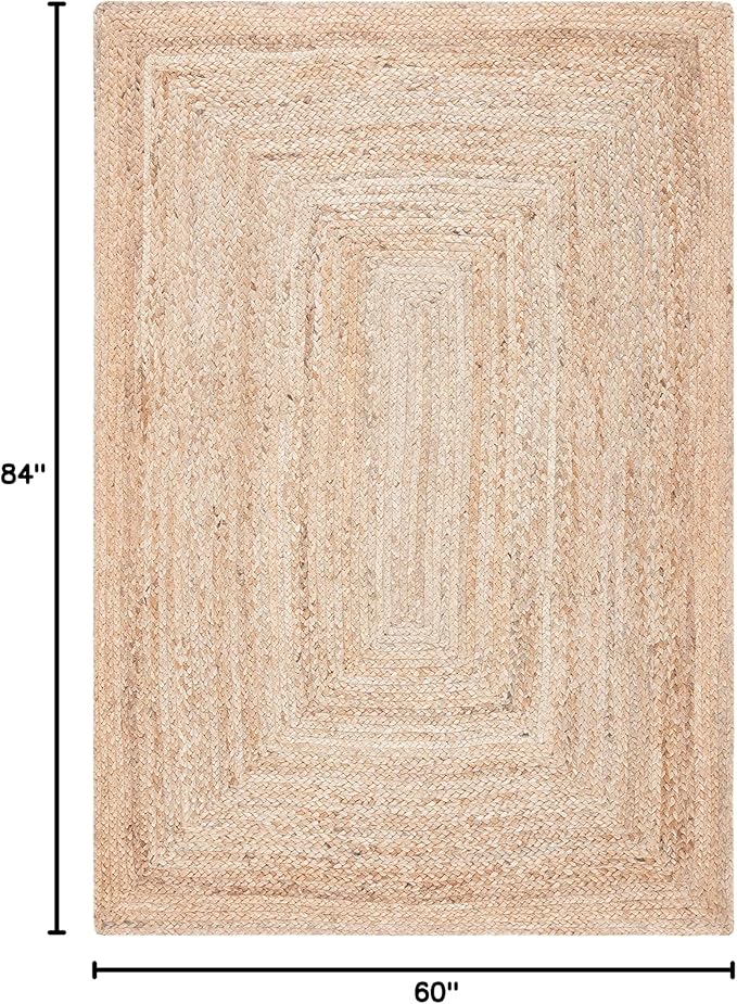 SAFAVIEH Area Rug 5x7 - Cape Cod Collection - Natural Brown, Handmade Braided Flat Weave Jute (CAP252A)