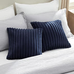 Bedsure Double-Side Striped Throw Pillow Covers 18x18 Set of 2, Spring Fluffy Blue Soft Decorative Pillow Covers, Home Decor for Couch Sofa Living Room Bedroom