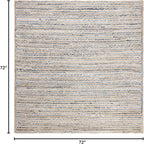 SAFAVIEH Cape Cod Collection Area Rug - 6' Square, Natural & Blue, Handmade Flat Weave Jute, Ideal for High Traffic Areas in Living Room, Bedroom (CAP250A)