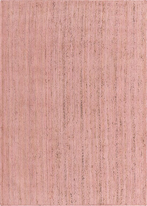 Unique Loom Braided Jute Collection Area Rug - Dhaka (7' 1" x 10' Rectangle, Light Pink)