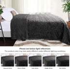 Superior Fleece Boho Jacquard Blanket, Decorative Blankets for Bedroom, Sofa, Fuzzy, Plush, Fluffy, Soft, Cute Room Decor, Beautiful Cover, Comfort Essentials, Arctic Collection, King, Charcoal