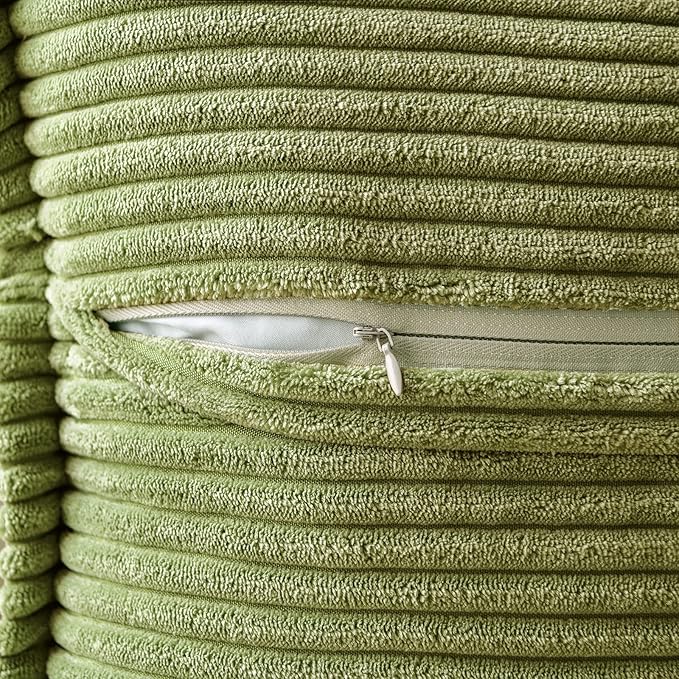 MIULEE Spring Decorative Throw Pillow Covers for Couch Bed Livingroom 16x16 Inch Set of 2 Green Boho Accent Throw Pllows Broadside Striped Patchwork Soft Corduroy Summer Pillowcases