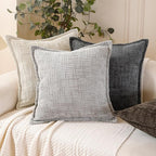 HPUK Fall Chenille Soft Throw Pillow Covers 18x18 Set of 2, Accent Cushion Covers for Living Room, Bedroom, Decorative Solid Color Pillow Covers for Couch, Sofa, Chair, Dark Grey