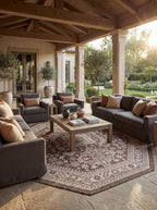 Rugs.com Outdoor Aztec Collection Rug – 8 Ft Octagon Brown Flatweave Rug Perfect for Living Rooms, Kitchens, Entryways