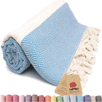 Bazaar Anatolia Turkish Beach Towel – 100% Cotton, Quick Dry, Sand Free Towel for Bathroom, Camping, Travel – Oversized 71x39 Inches – Diamond Turquoise