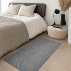 2' x 4' Entryway Rug, Boho Small Area Rug, Machine Washable, Woven Rug, Non-Slip, Vintage Design, Pet Friendly, Soft Faux Fibre, for Indoor Entryways, Bedroom, Kitchens, Front Doors Grey