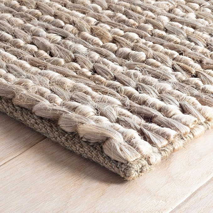 Dash & Albert Jute Handwoven Seaglass Rug, 7.5 X 9.5 Feet, Blue Solid Pattern