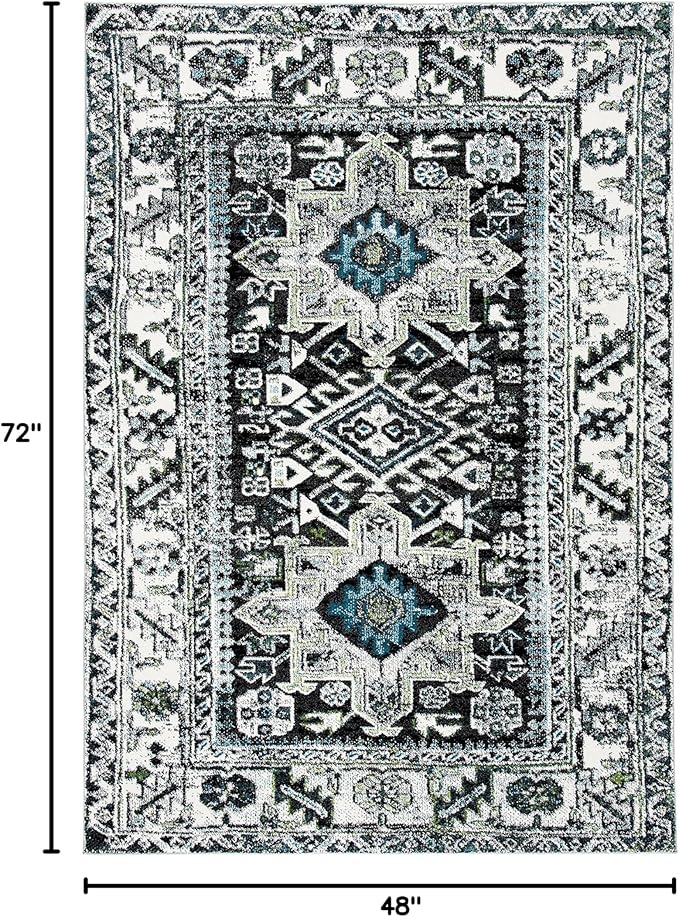 SAFAVIEH Area Rug 4x6 - Vintage Hamadan Collection - Dark Grey & Ivory, Traditional Persian Design, Non-Shedding & Easy to Clean, Ideal for Living Room, Bedroom, Dining Space (VTH211H)