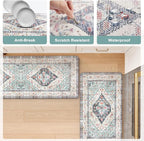 KIMODE Farmhouse Kitchen Mats,Anti Fatigue Kitchen Rugs Sets of 2, Non Slip Waterproof Kitchen Floor Mats, Ergonomic Cushioned Comfort Standing Mat for Laundry, Office, Sink,Desk,Blue