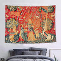 FEASRT Medieval Maiden Tapestry, 60x40 Inches Soft Flannelette, Lady and Unicorn for Living Room Bedroom Dorm