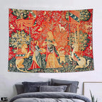 FEASRT Medieval Maiden Tapestry, 60x40 Inches Soft Flannelette, Lady and Unicorn for Living Room Bedroom Dorm