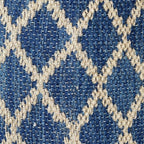 SIMPLIHOME Edgeley Round Pouf - 18 inch Wide Handwoven Jute and Cotton Ottoman in Classic Blue and Natural, Boho-Style Footstool or Extra Seating for Living Room, Bedroom, or Kids Room, Assembled