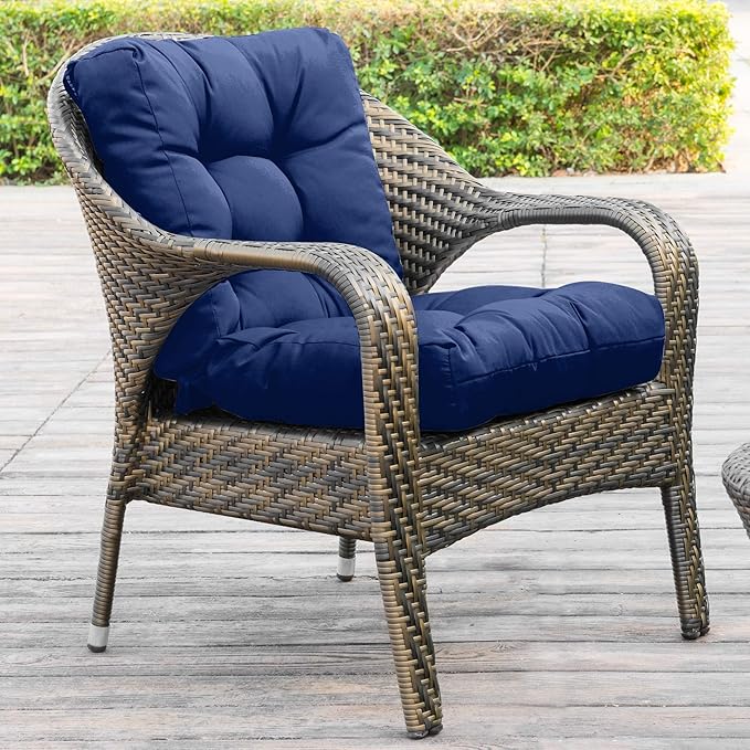 QILLOWAY Outdoor Seat/Back Chair Cushion Tufted Pillow, Spring/Summer Seasonal Replacement Cushions - Pack of 4 (Navy