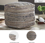 Signature Design by Ashley Absalom Hemp Pouf, 16 x 16 Inches, Multicolored