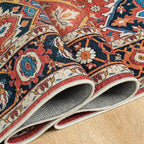 Amearea Vintage Design Orange Area Rugs for Living Room, 4x6 Machine Washable Floral Collection Traditional Bedroom Rug, Low Pile Dinning Room Carpet, No Slip Office Kitchen Home Decor, Orange