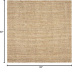 SAFAVIEH Area Rug 5' Square - Natural Fiber Collection - Natural Brown, Handmade Jute, Farmhouse Style, Chunky Textured Thick Pile (NF447A)