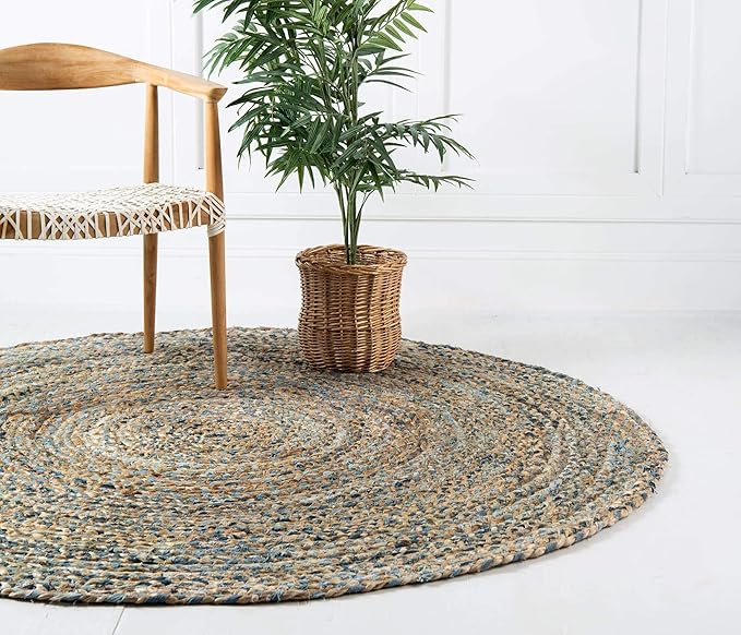 Unique Loom Braided Chindi Collection Casual Modern Natural Round Rug (4' 0 x 4' 0)