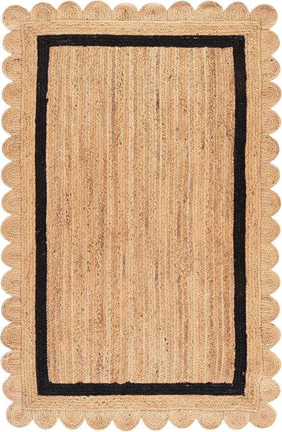 SAFAVIEH 6x9 Area Rug - Natural Fiber Collection - Natural & Black, Handmade Jute, Ideal for Living Room, Bedroom, Dining Space (NF896Z)