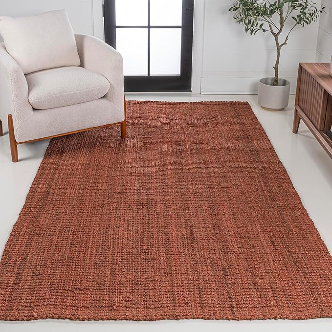 JONATHAN Y Pata Hand Woven Chunky Jute Terracotta Indoor Area Rug, 8x10, Bohemian, Rustic, Cottage, Easy-Cleaning for Living Room, Bedroom, Kitchen, Non-Shedding (NRF102F-8)