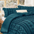 Bedsure Tufted Boho Comforter Set California King - Teal Boho Bed Set, GentleSoft 3 Pieces Farmhouse Shabby Chic Embroidery Bedding, Gifts for Woman, Soft Jacquard Comforter for All Seasons