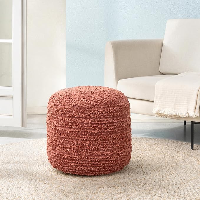 Anji Mountain Pouf Ottoman Foot Rest, Handmade Ottoman Pouf, Comfortable Foot Stool, Decorative Floor Seating for Living Room Decor, Bedroom & Home Décor Accent - Terracotta