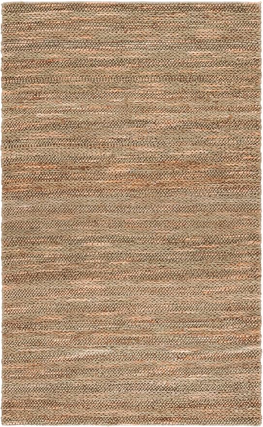 SAFAVIEH Natural Fiber Couture Collection Area Rug - 6' x 9', Green & Natural, Handmade Jute, Ideal for Living Room, Bedroom, Home Office, Dining Space (NFC101Y-6)