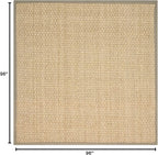 SAFAVIEH Area Rug 8' Square - Natural Fiber Collection - Natural & Olive Green, Seagrass, Basketweave Pattern with Border (NF114G)