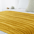 Chenille Throw Blanket for Couch 50"X 60", Soft Cozy Throws with Fringe Tassel for Bed Sofa Chair Cover, Lightweight Knitted Decorative Boho Blankets for Living Room, Yellow