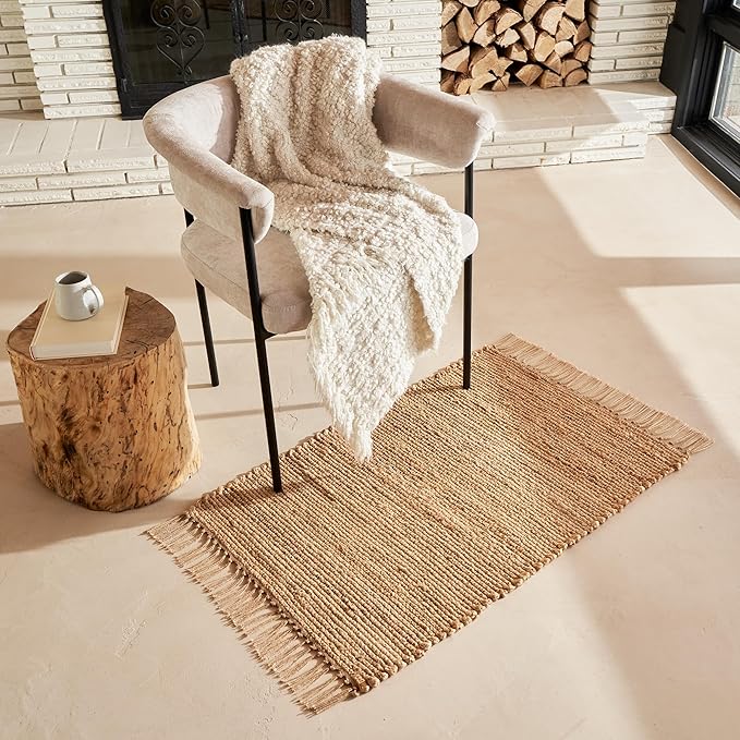 KIBAGA Beautiful Jute Rug for Your Home - This Natural 2x3 ft Hand Woven Rug Fits Perfectly Into Your Entry Area, Kitchen Or Living Room - Modern Braided Mat Enhances Any Boho/Farmhouse Decor