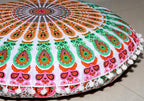 Large Round seat Floor Cushion Chair Ottoman Cover Pouf Pillow Meditation Floor Cushions for Adults Seating pouffe Ottoman Throw Covers Craft Room Furniture for Sitting Cover 22 Inches (Musturd)