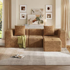 WLIVE 108'' Cloud Sectional Couches for Living Room, Modular Boneless Couch with Left Facing Chaise, L Shape Memory Foam Corduroy, with Ottoman, Brown