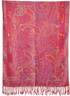 Achillea Reversible Paisley Pashmina Rave Scarf – Exotic Indian Shawls and Wraps for Evening Dresses, Festivals, All Seasons