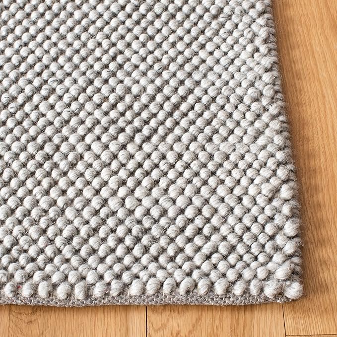 SAFAVIEH Natura Collection Runner Rug - 2'3" x 8', Silver, Handmade Wool Blend, Textured Design, Ideal for Living Room, Bedroom, Dining Space (NAT425G)