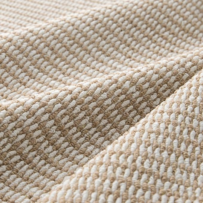 Bedsure 8x10 Faux Wool Area Rugs for Living Room, Machine Washable Carpet, Non-Slip Backing, Pet Friendly Throw Rug for Bedroom Dining Room, Natural Ivory