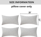 Home Brilliant Lumbar Pillow Covers Faux Linen Rectangular Throw Pillows Pillow Case Cushion Covers Set of 4, 12 x 20, Light Grey