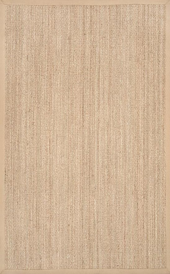 Nuloom Elijah Beige/Natural, 6' Square, Basketweave, Seagrass, Soft and Textured, High Traffic, Stain Resistant, Easy Clean, Durable Area Rug for Bedroom, Living Room, Dining, Den, Foyer, Entryway