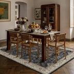 Black 5x7 Area Rug Washable Vintage Carpet Living Room Bedroom Indoor Non Slip Low Pile Thin Soft Stain Resistant Accent Throw Rug for Dining Room Office