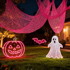 Set of 5 Pink Halloween Gauze Decor, Indoor Outdoor Pink Gauze Tapestry Decor, Halloween Spooky Decorations for Home Table Wall Yard Haunted House Party Supplies, 72 x 30 inch