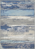 GENIMO 5X7 Washable Modern Area Rugs for Living Room, Non-Slip Low Pile Chenille Print Rug, Soft Rugs for Bedroom Dining Room Home Office, Indigo Drift