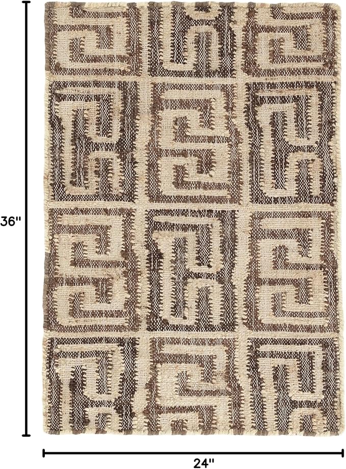 Dash and Albert Auricula Handwoven Jute Rug, 2 X 3 Feet, Black/Neutral Geometric Pattern - Premium Luxury Hotel Quality Soft Breathable Hypoallergenic Machine Washable Easy Care All Season
