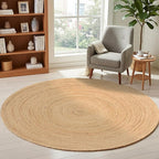 Ramanta Home Jute Braided Rug 6 Ft Round – Large Natural Farmhouse Area Rug, Handwoven Reversible Carpet for Living & Dinning Room, Bedroom, Kitchen, Nursery, Entryway – Boho Coastal Neutral Floor Mat