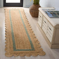 SAFAVIEH Natural Fiber Collection Area Rug - 2'3" x 9' Runner, Natural & Light Green, Handmade Jute, Ideal for Living Room, Hallway, Foyer, Entryway, Bedroom (NF896W)