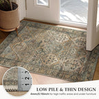 GENIMO 8x10 Area Rugs for Living Room, Machine Washable Non Slip Vintage Rugs, Low Pile Lightweight Chenille Print Rug for Bedroom, Dining Room, Home Office, WarmTaupe