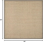 SAFAVIEH Area Rug 4' Square - Natural Fiber Collection - Natural & Grey, Seagrass, Basketweave Pattern with Border (NF114P)