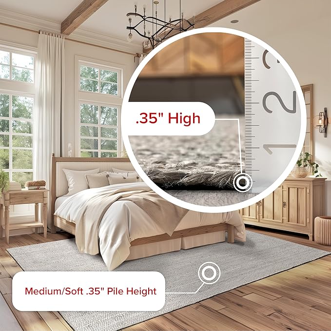 nuLOOM 8x10 Rigo Jute Hand Woven Area Rug, Grey, Solid Farmhouse Design, Natural Fiber, For Bedroom, Living Room, Dining Room, Hallway, Office, Kitchen, Entryway
